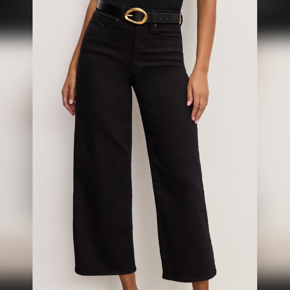 Good American Denim - Good American High-Rise Wide-Leg Black Jeans